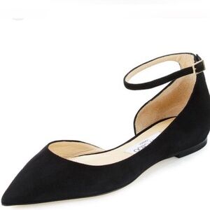 Jimmy Choo Suede D'Orsay Flats - Black - Size 37/7 Womens